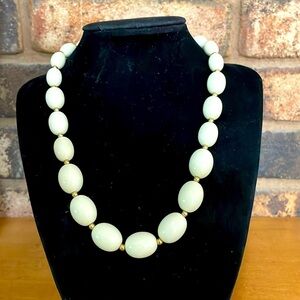 Monet Vintage Ivory oval graduated beaded necklace with gold tone separators